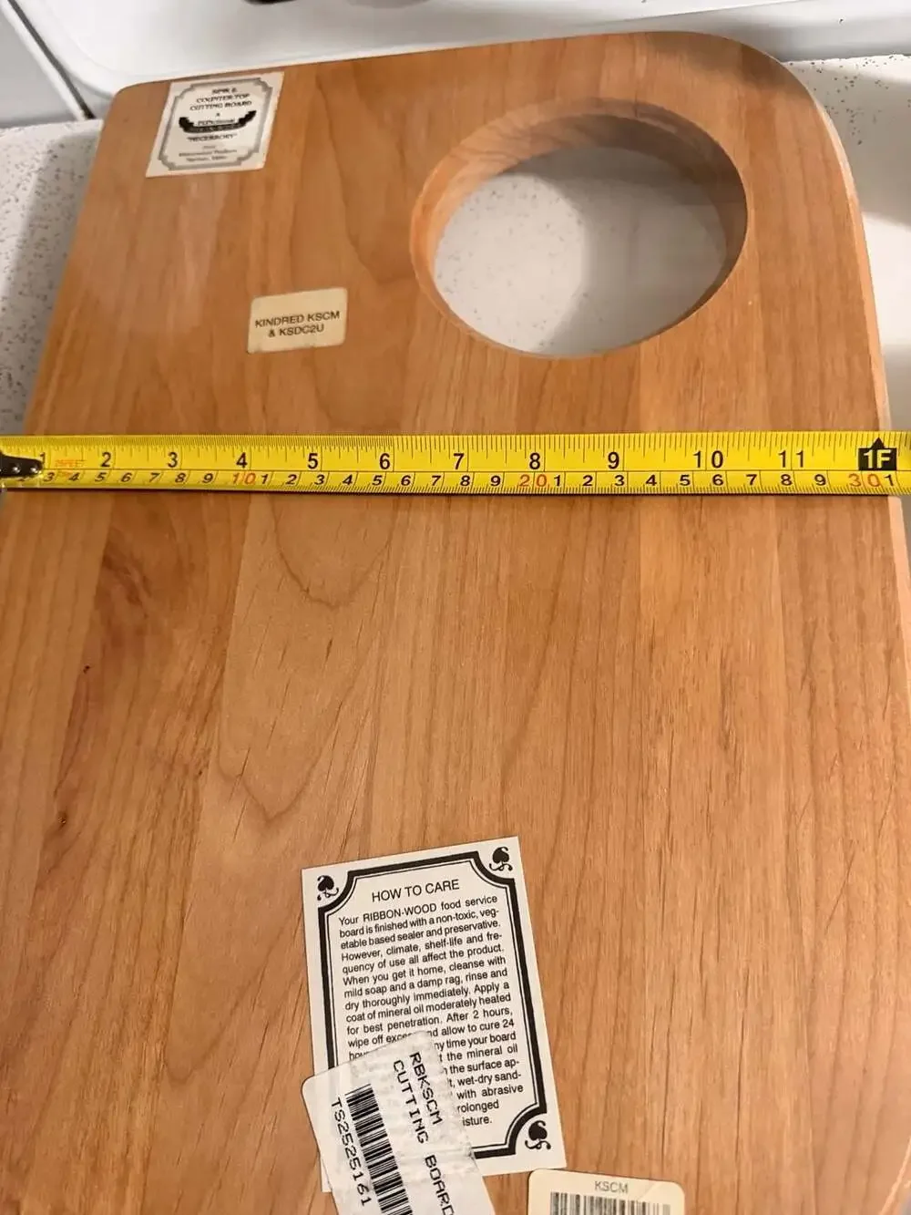 Vintage Kindred Ribbon-Wood Custom Sink Cutting Board